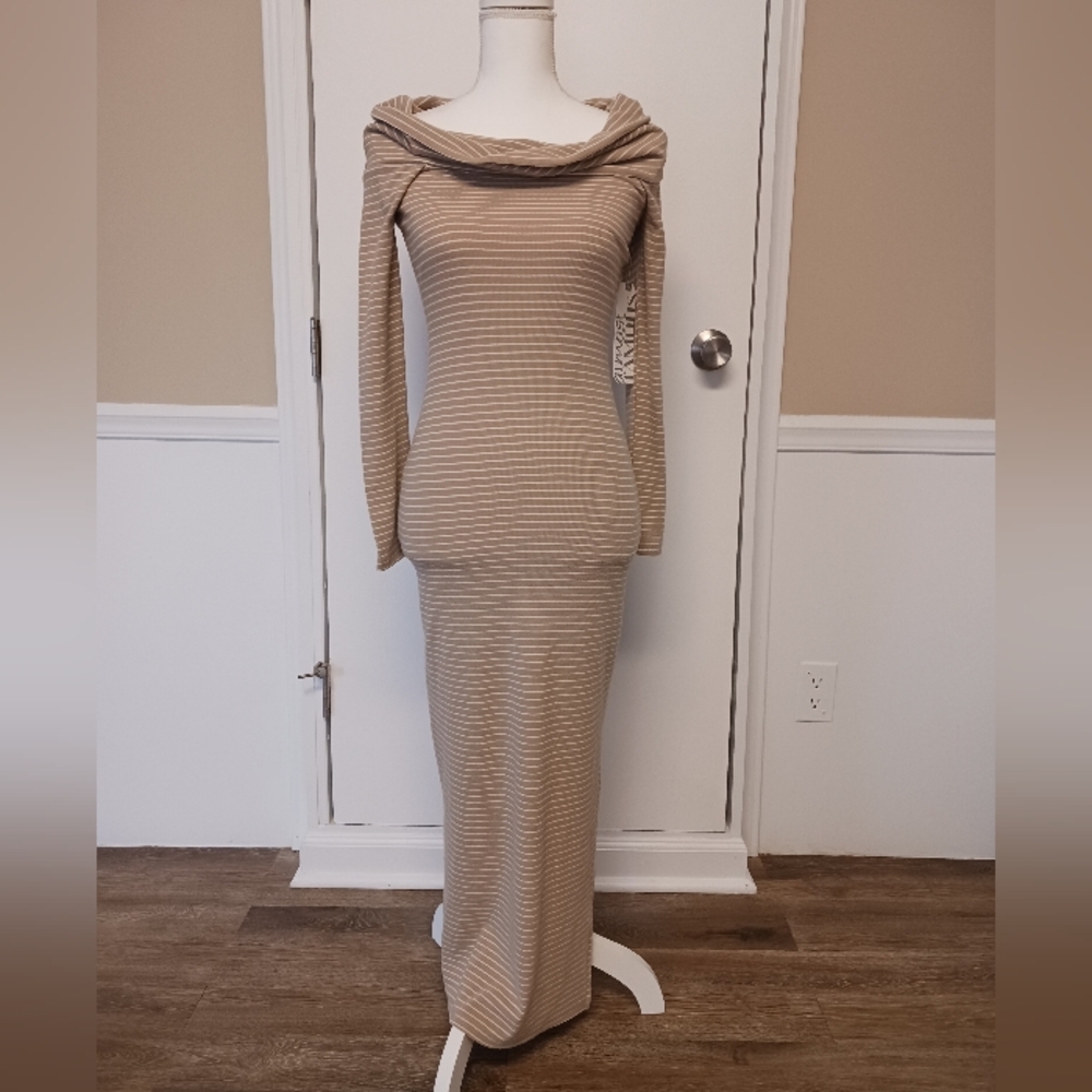 Almost Famous Striped Maxi Sweater Bodycon Long Sleeve Dress Size Small
